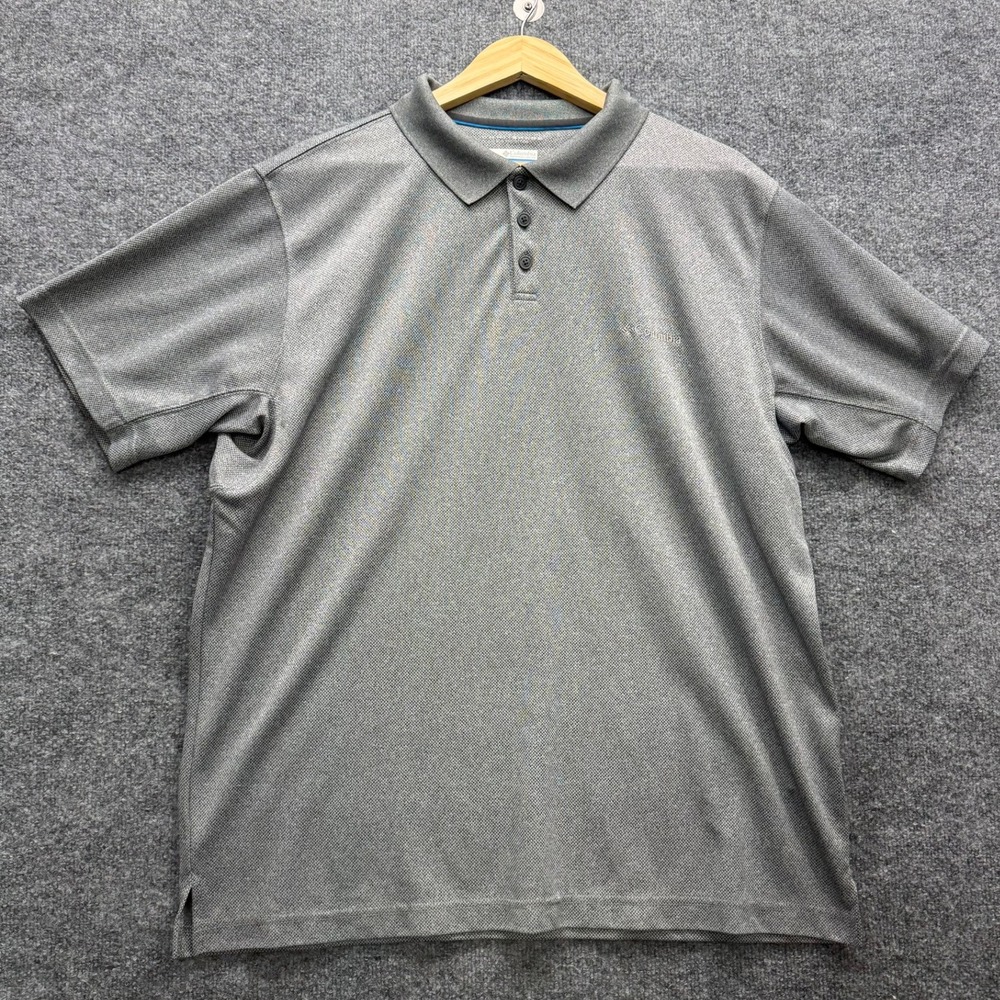 Columbia Polo Shirt Men's XL Tall Gray Short Sleeve Omni-Shade Sun Protection